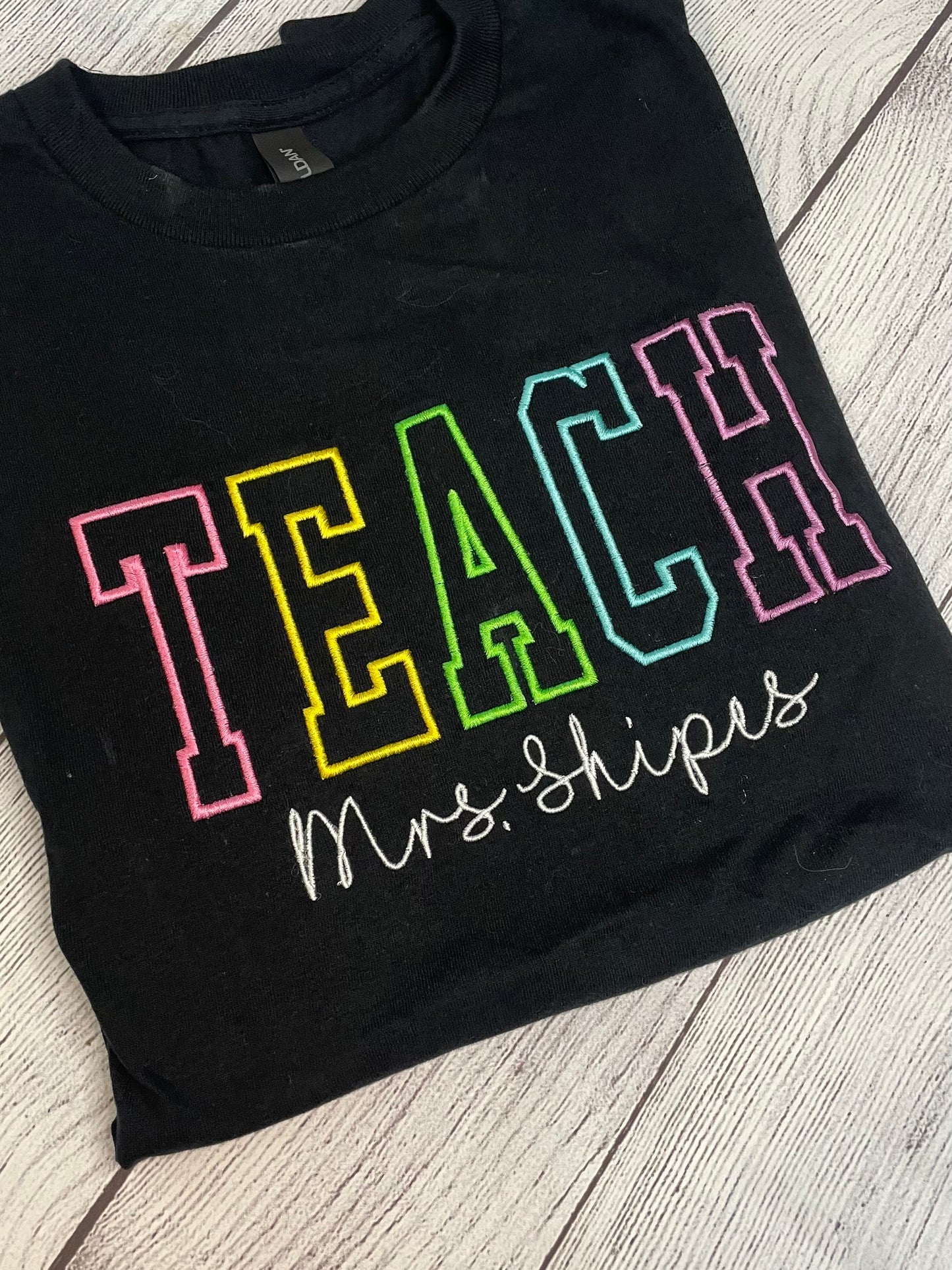 Personalized TEACH Varsity Letter Shirt