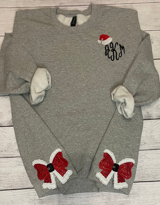 Santa Hat Monogram with Santa Bow