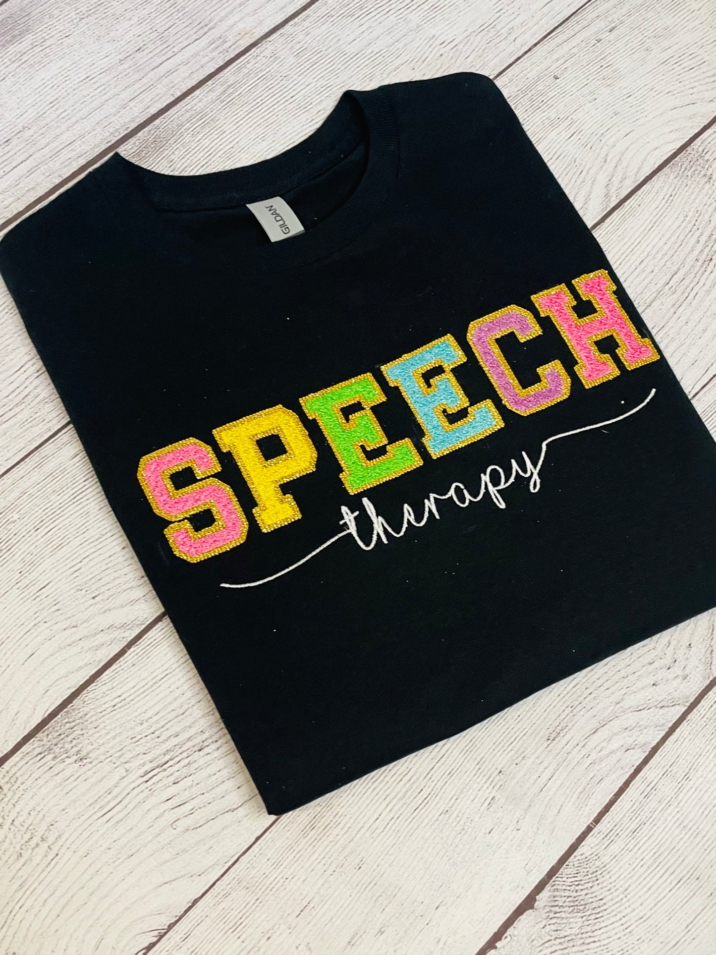 Faux Chenille Varsity Letter Teacher Shirt