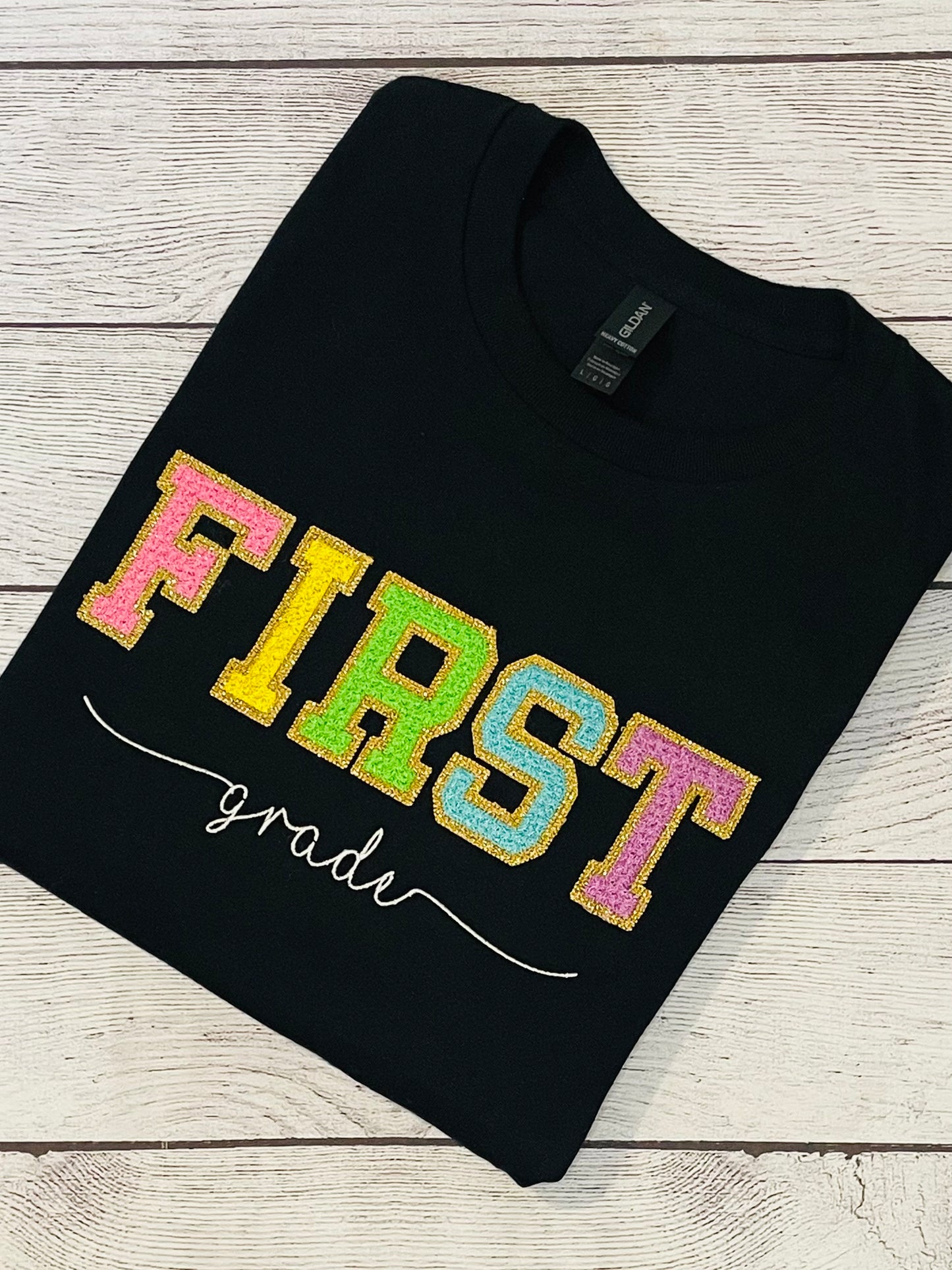 Faux Chenille Varsity Letter Teacher Shirt