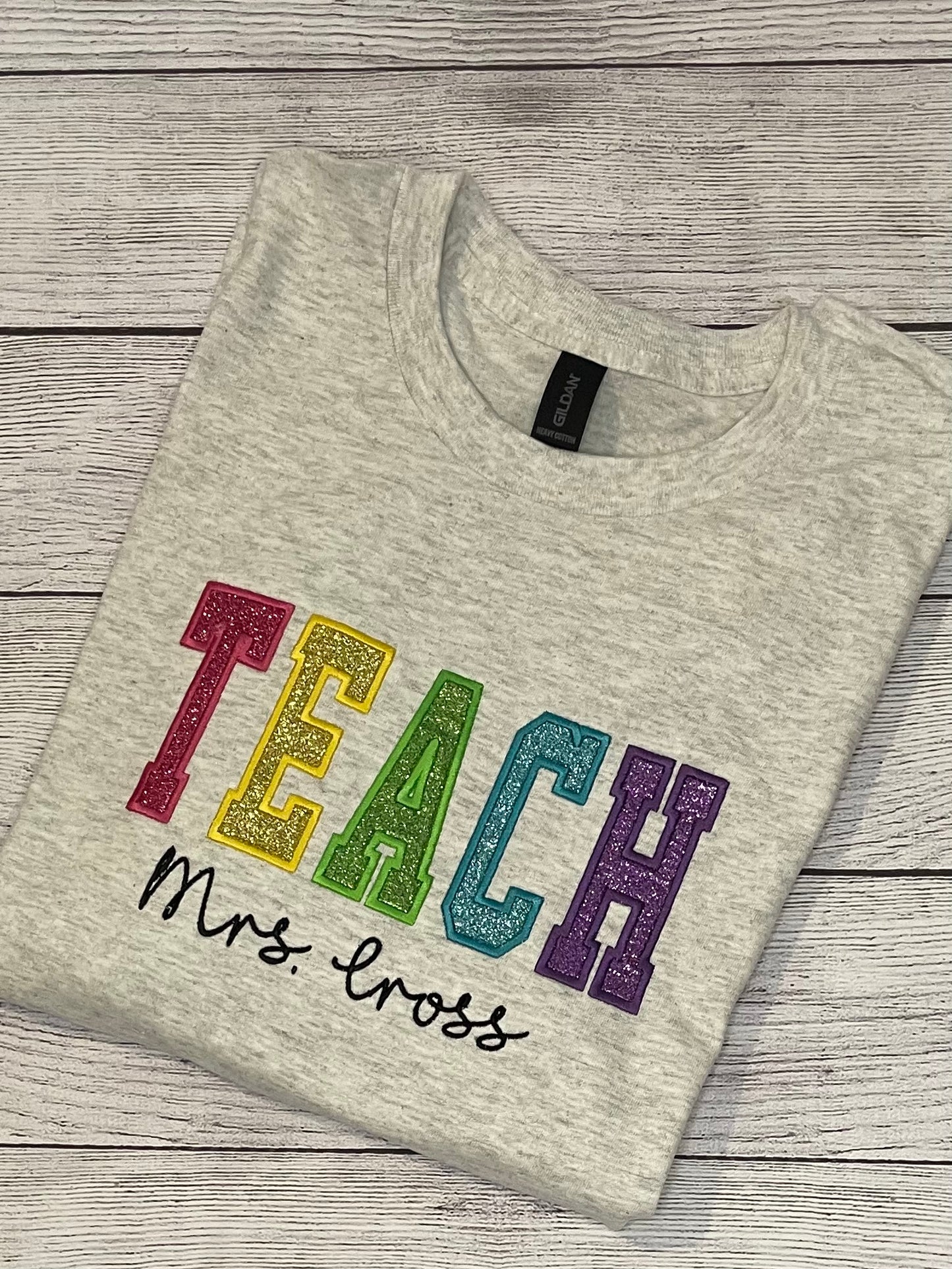 Personalized TEACH Varsity Letter Shirt