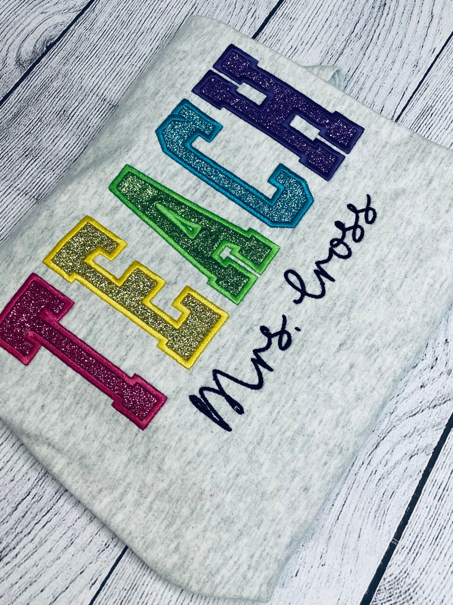 Personalized TEACH Varsity Letter Shirt